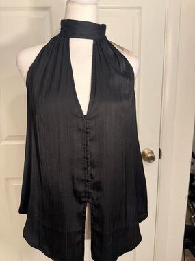Anthropologie Black Halter Button-Front Camisole
